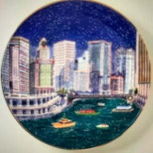 ❤️ ANTHROPOLOGIE HOLIDAY IN THE CITY CHICAGO DESSERT PLATE NEW